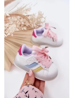 Dětské sportovní sneakers se svítící podrážkou Arielle – bílo-růžové
