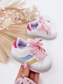 Dětské sportovní sneakers se svítící podrážkou Arielle – bílo-růžové