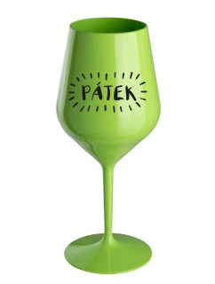 PÁTEK - zelená nerozbitná sklenice na víno 470 ml