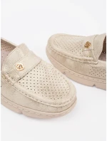 Luxusní zlaté dámské  mokasíny bez podpatku