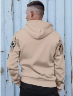 Pánská mikina s kapucí béžová Dstreet BX5842