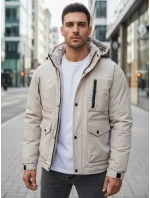Pánská zimní bunda s kapucí světle béžová FashionStreet TX5109