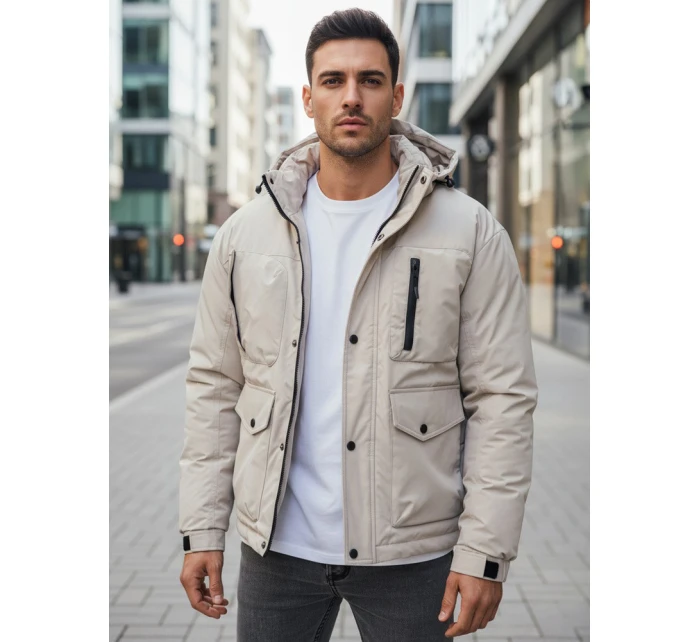 Pánská zimní bunda s kapucí světle béžová FashionStreet TX5109
