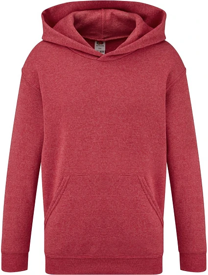 Fruit of the Loom Classic Kids Hooded Sweat Dětská mikina s kapucí 16.2043 vintage heather red