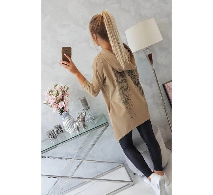 Mikina s potiskem model 21755692 camel - K-Fashion