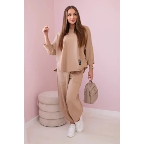 Bavlněná mikina kalhoty set Lehký velbloud Bavlněná mikina kalhoty set Lehký velbloud