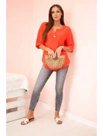 Dámská mušelínová košile s knoflíkem červený