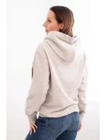 Dámská mikina s kapucí a model 21494975 z bavlny světle šedá - K-Fashion