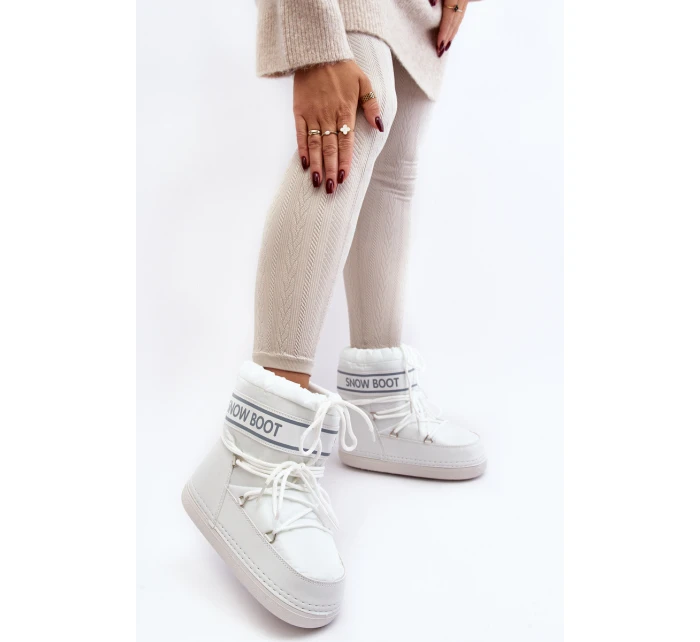 Dámské vázané sněhové boty bílé model 21642432 - Boto