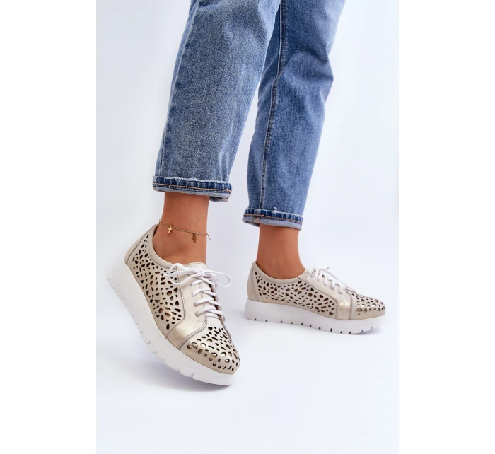 Kožené Polobotky Na Platformě Bežové model 21646202 - Zazoo Kožené Polobotky Na Platformě Bežové model 21646202 - Zazoo