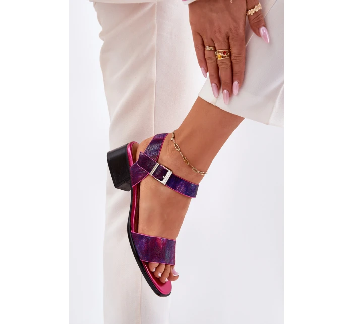 Dámské kožené sandály na podpatku model 21694734 - Maciejka