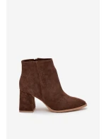 Kozačky z přírodního semiše s vysokým podpatkem vyhřívané hnědé model 21712923 - Zazoo