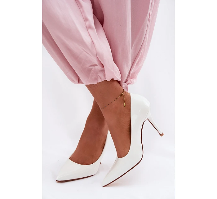 Klasické lakované lodičky z imitace kůže bílé Odira