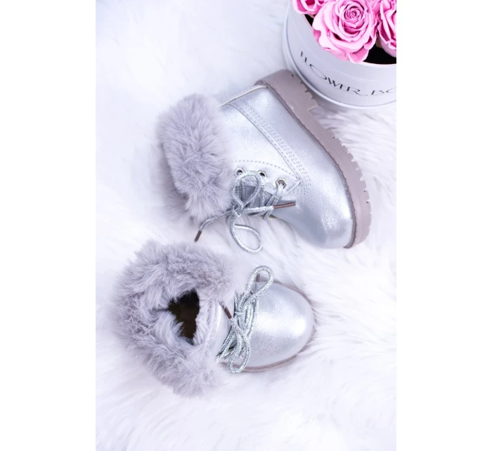 Stříbrné izolované dětské boty Trapery Fobos Stříbrné izolované dětské boty Trapery Fobos