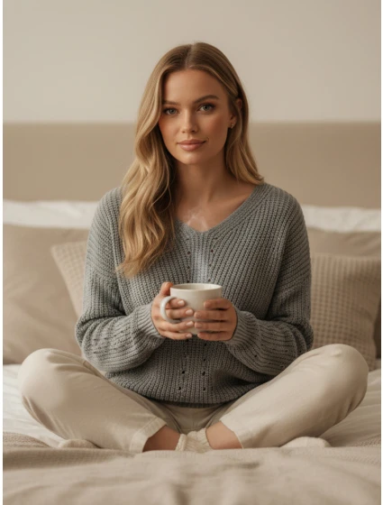 MONAVIA dámský svetr světle šedý FashionStreet MY2387