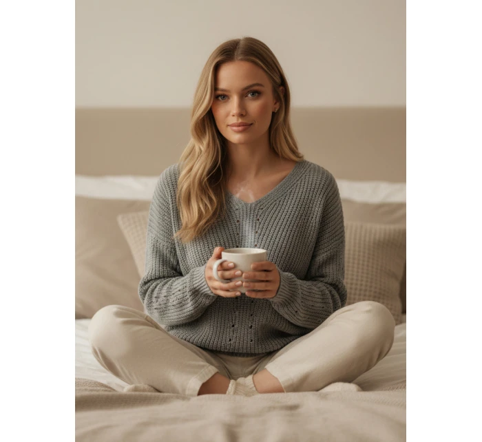 MONAVIA dámský svetr světle šedý FashionStreet MY2387