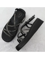 Dámské sandály na se zirkony černé model 21905027 - FILIPPO Dámské sandály na se zirkony černé model 21905027 - FILIPPO