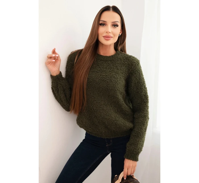 Dámský svetr z měkkého model 21421720 khaki - K-Fashion