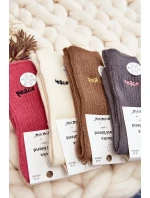 Dámské teplé ponožky s růžovým nápisem Dámské teplé ponožky s růžovým nápisem