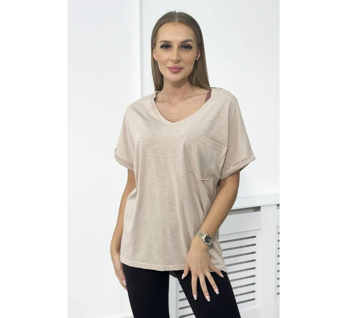 Bavlněná halenka s kapsami béžová