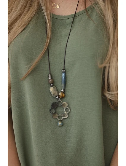 Oversized halenka s přívěskem světlá khaki Oversized halenka s přívěskem světlá khaki