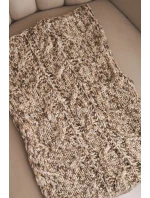 Komin dámský vlněný melírovaný silný šál na zimu KN24 tmavě béžový