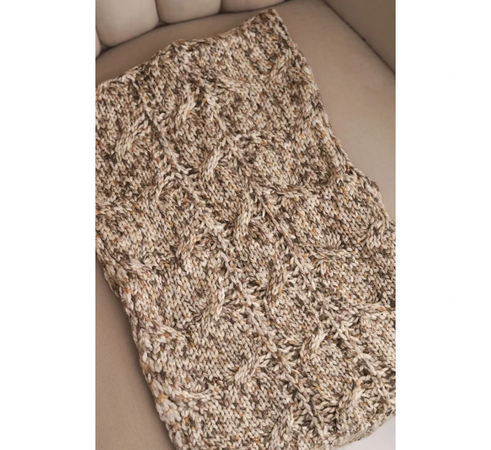 Komin dámský vlněný melírovaný silný šál na zimu KN24 tmavě béžový