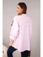 Dámská bavlněná košile s kapsami světle fialová Dámská bavlněná košile s kapsami světle fialová