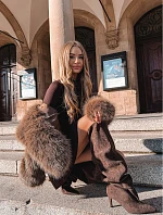 Dámské kozačky na jehlovém podpatku bez zapínání v čokoládové barvě Mavilla