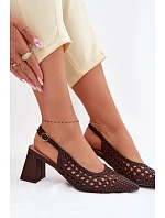 Dámské sandály na podpatku čokoládové model 22095121 - Boto