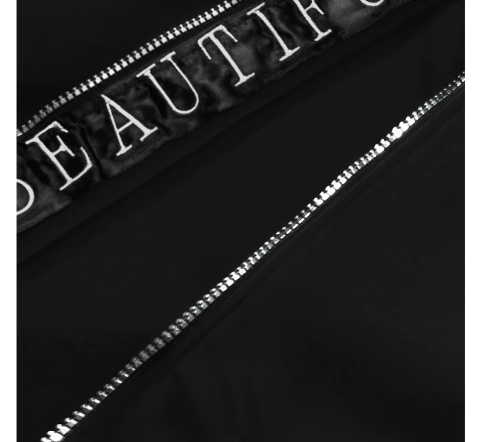 Černá jednoduchá dámská mikina s ozdobným zipem (AMG-37)