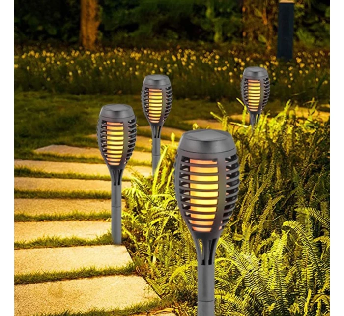 DANCING FLAMES SOLAR LAMP 12 LED SMD 7,5x7,5x46,5 cm KPL 5SZT