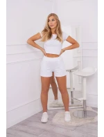 Bavlněná souprava se šortkami bílá