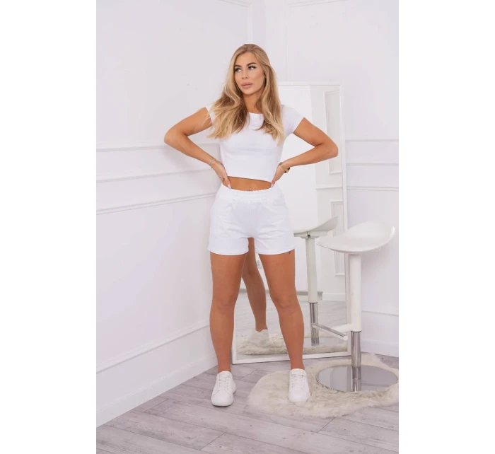 Bavlněná souprava se šortkami bílá