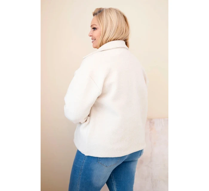 Dámská bunda Plus Size s  a kapsami béžová model 21908689 - K-Fashion