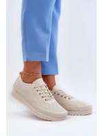 Kožené Sportovní Dámské Tenisky Beige Lalnai Kožené Sportovní Dámské Tenisky Beige Lalnai
