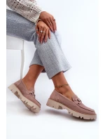 Dámské semišové mokasíny s ozdobou béžové D&A TW117 Béžové