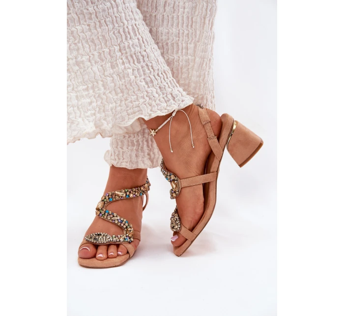 Dámské Sandály Na Podpatku S  Béžové model 21693547 - Artiker