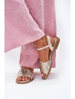 Dámské Sandály Na Plochém Podpatku S Ozdobou S.Barski KV51-098 Zlaté