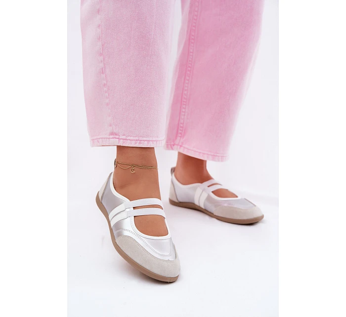 Sportové baleríny s elastickými pásky stříbrné Donatella