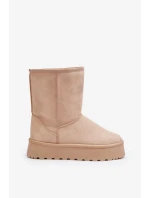 Béžové dámské boty do sněhu Abrams s kožíškem