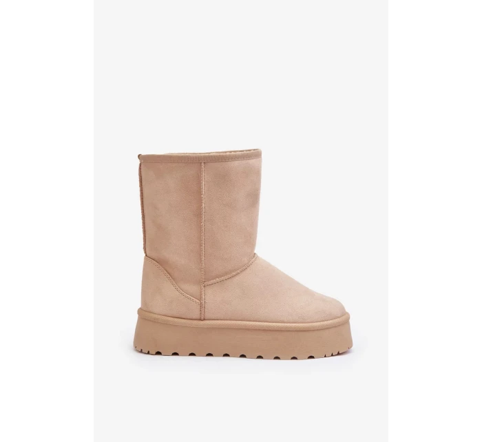 Béžové dámské boty do sněhu Abrams s kožíškem