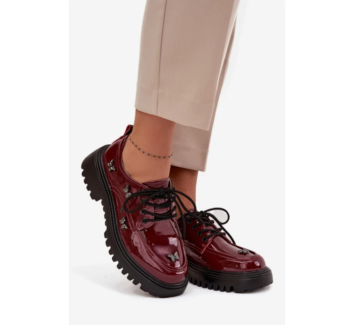 Dámské lakované kožené polobotky s připínacími doplňky Artiker – bordó