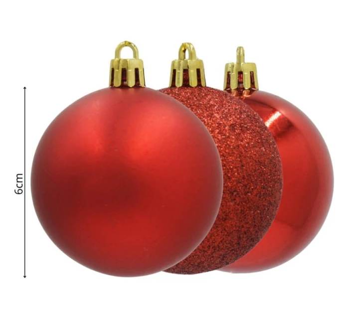 DEKORATIVNÍ PLASTOVÁ CETKA 12KS 60MM ČERVENÁ