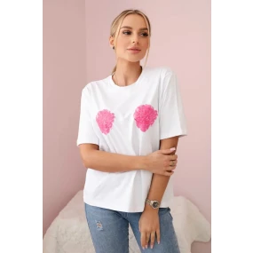 Bavlněná halenka s květinovým potiskem bílý