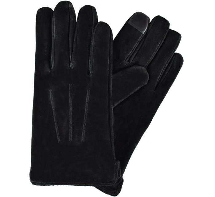 Pánské kožené antibakteriální rukavice model 16627307 Black - Semiline
