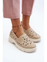 Béžové dámské prolamované boty Emilei Béžové dámské prolamované boty Emilei