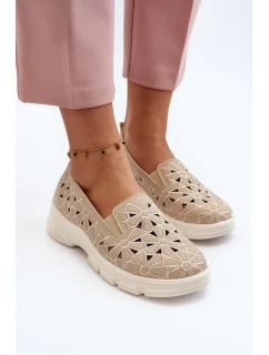 Béžové dámské prolamované boty Emilei