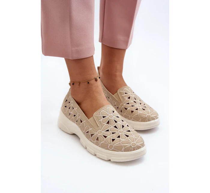 Béžové dámské prolamované boty Emilei Béžové dámské prolamované boty Emilei