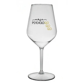 MOJA PSYCHOLOGLOGLOGLO - priehľadný nerozbitný pohár na víno 470 ml